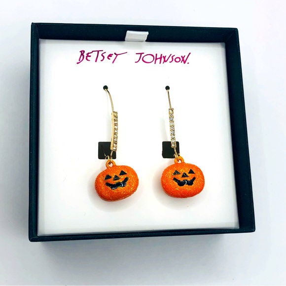 LAST ONE! Betsey Johnson Halloween Pumpkin Drop Earrings - Picture 2 of 4